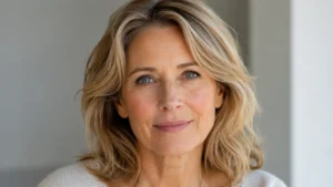 Close portrait of a woman with refreshed, alert eyes representing the results of blepharoplasty eyelid surgery in Yorkshire