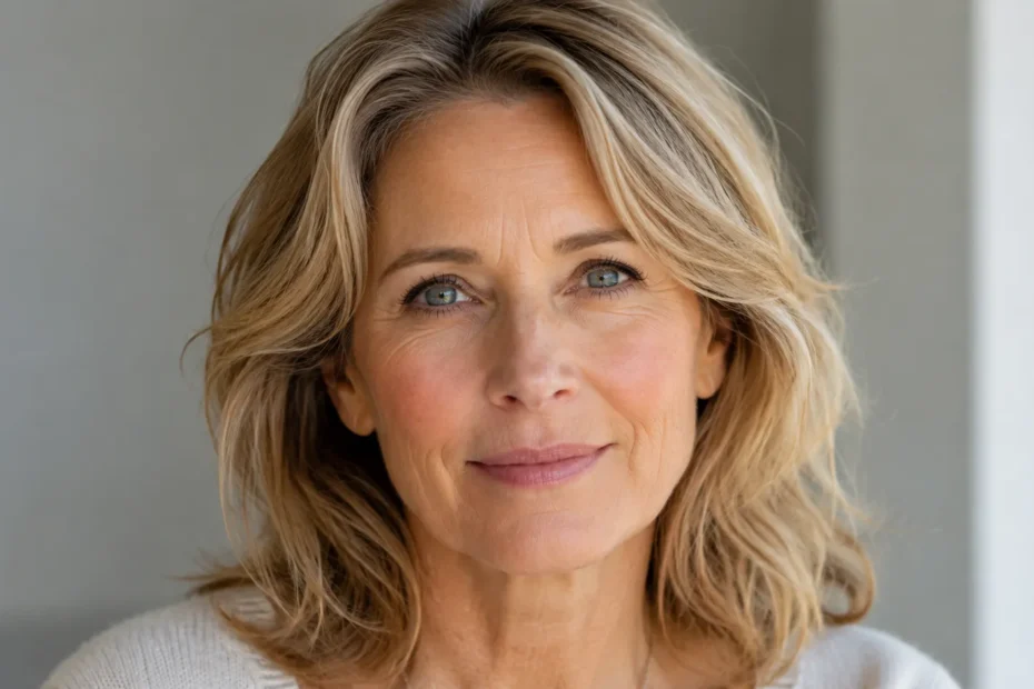 Close portrait of a woman with refreshed, alert eyes representing the results of blepharoplasty eyelid surgery in Yorkshire