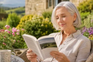 Patient reading without glasses after premium cataract surgery in Yorkshire